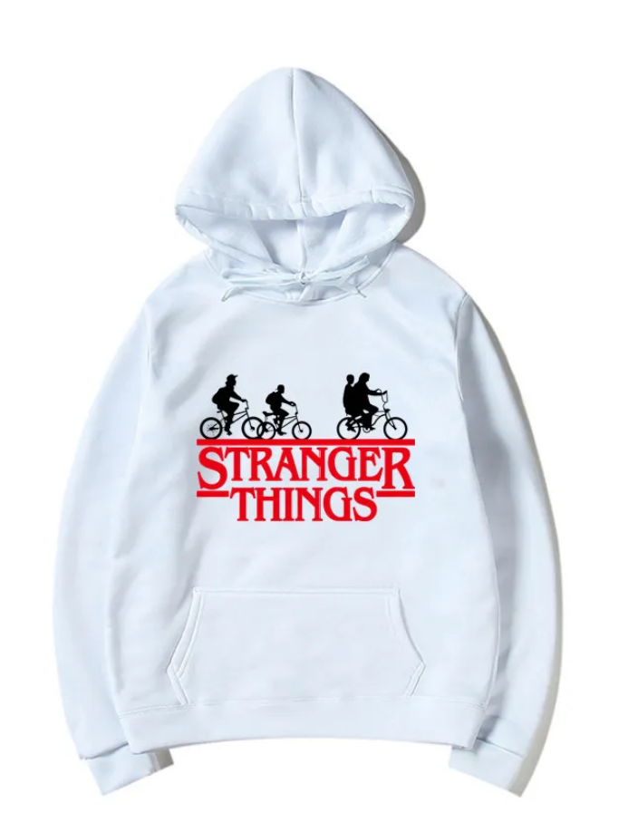 Stranger Things Logo White Hoodie Fleece Preppy Kids Grand Bazaar