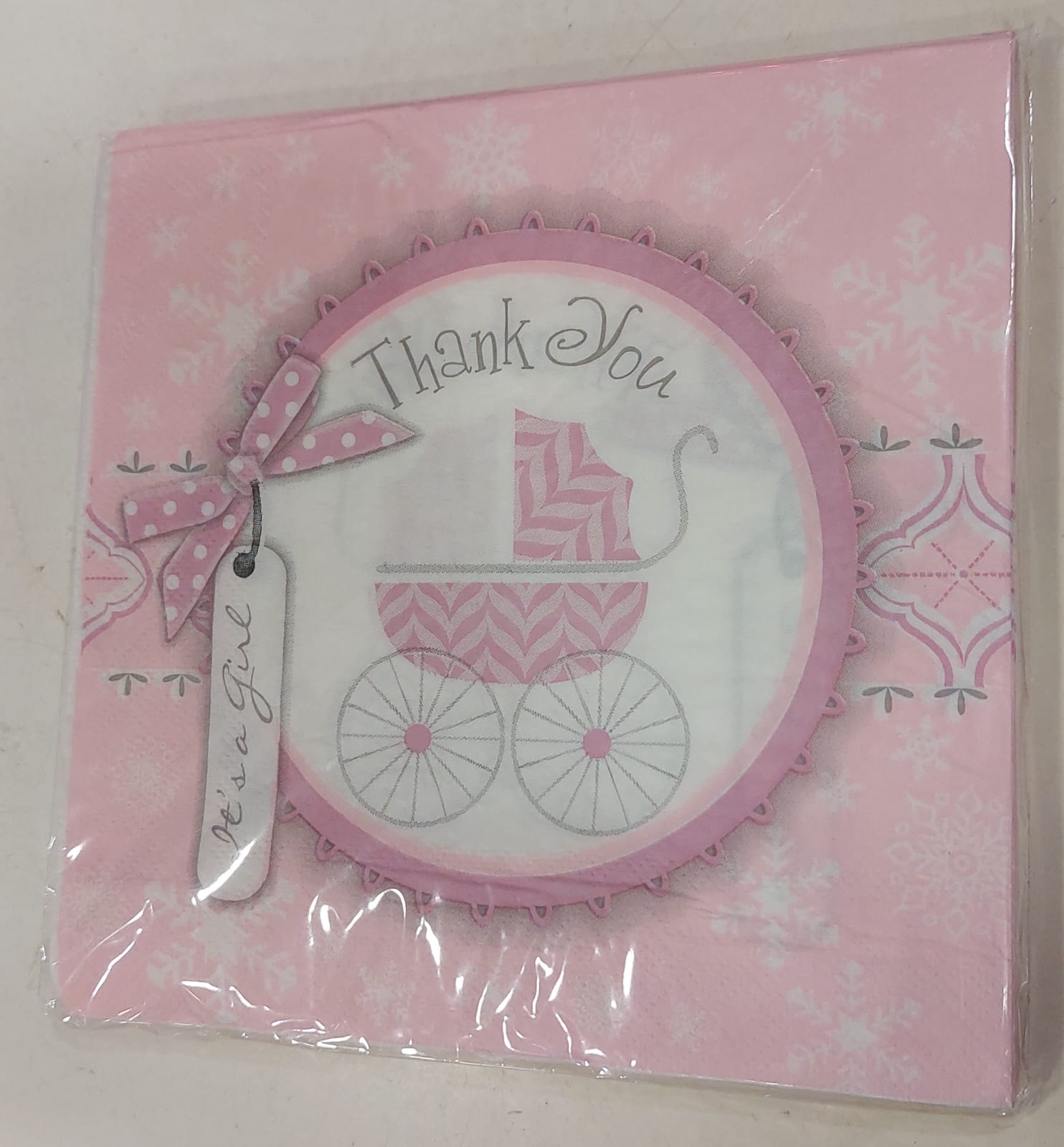 Baby Girl Thank You pink napkins Disposable (20pcs) - Preppy Kids (Grand Bazaar)