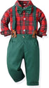 Christmas green pants Gentleman Toddler outfit with bow tie suspender overall pants - Preppy Kids (Grand Bazaar)
