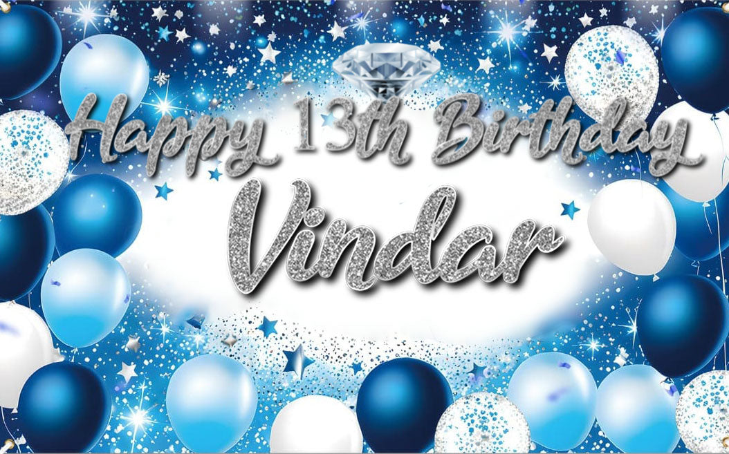 Vindar Happy birthday 13th customized backddrop 4ft x 3ft