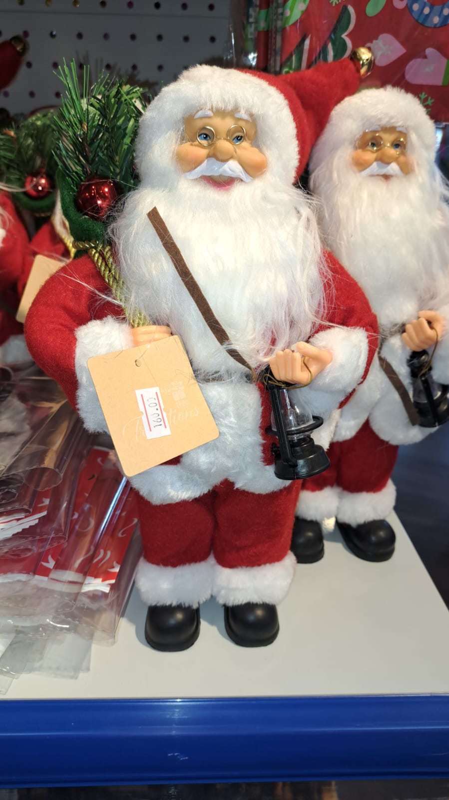 SANTA 60CM WITH PRESENT & SACK BURGUNDY