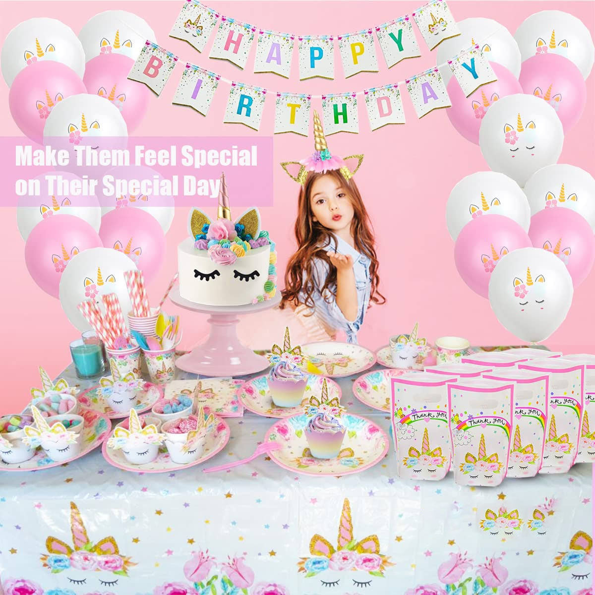 Unicorn Ultimate Party Decorations (Jumbo Tablecloth) (152 PCs)