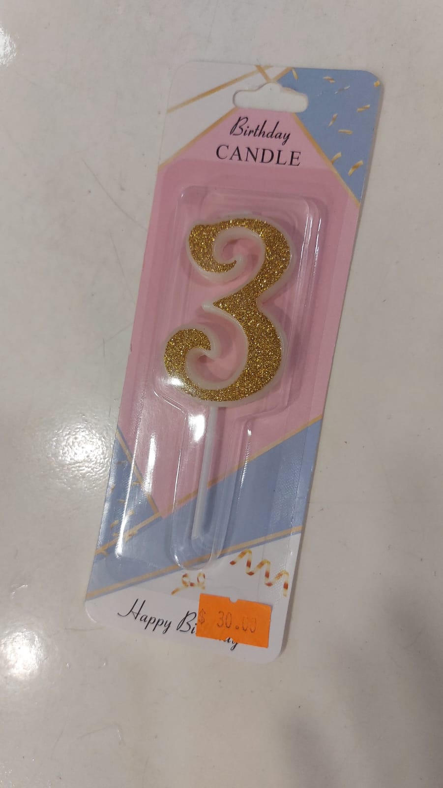 Gold Glitter Candles white stick 0 to 9 - Preppy Kids (Grand Bazaar)