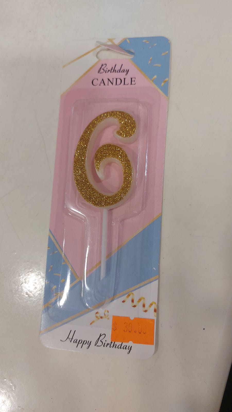 Gold Glitter Candles white stick 0 to 9 - Preppy Kids (Grand Bazaar)