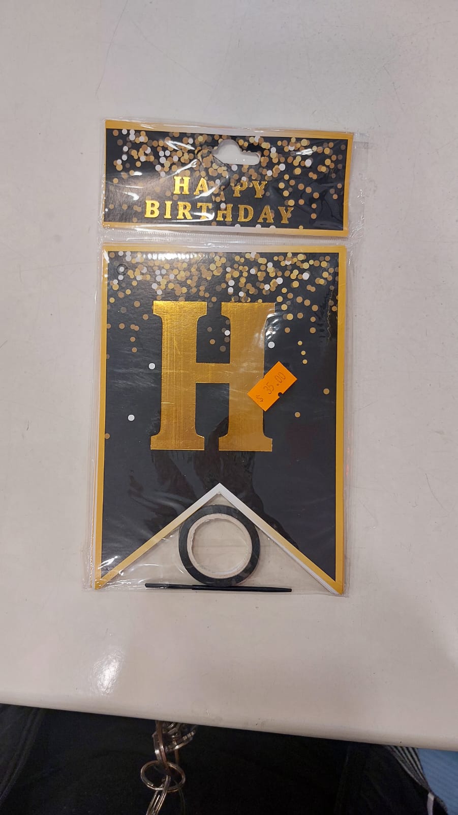 HBD Dots Black & Gold Banner Happy Birthday - Preppy Kids (Grand Bazaar)