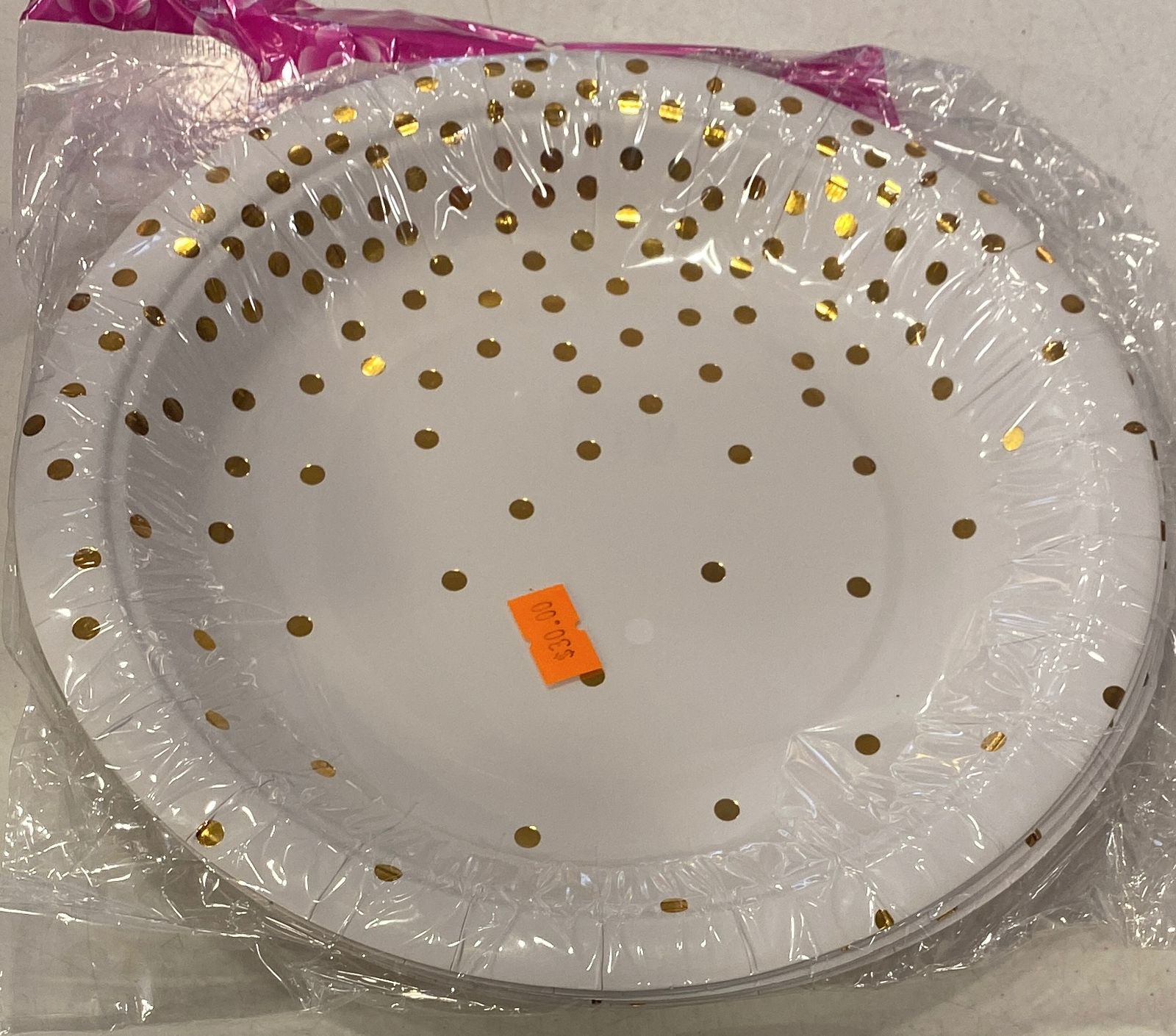 9" White and gold party plates - Preppy Kids (Grand Bazaar)