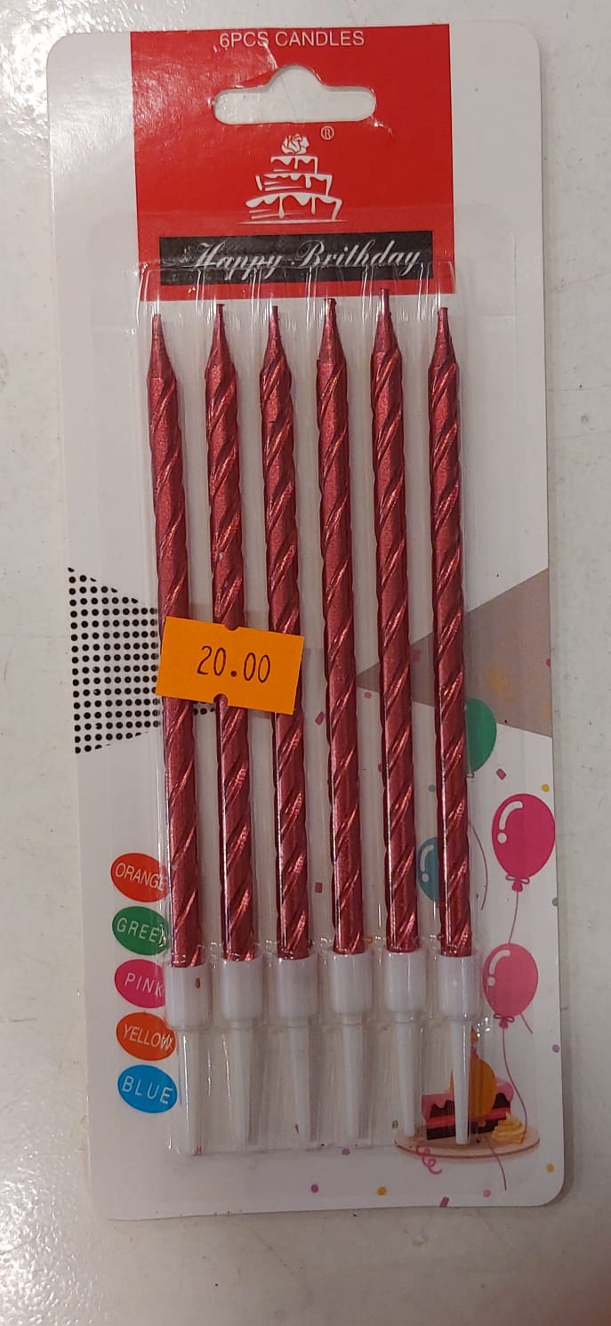 6pc red candles - Preppy Kids (Grand Bazaar)
