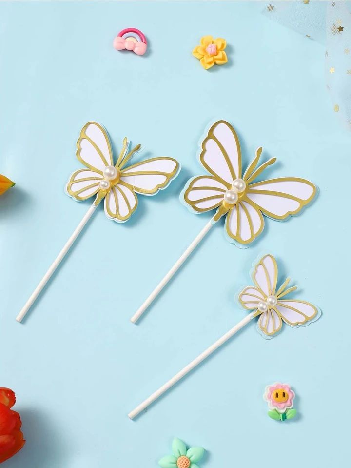 3pc Butterfly Cake Toppers - Preppy Kids (Grand Bazaar)