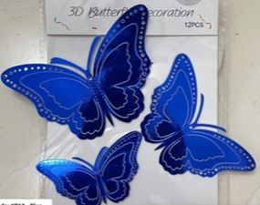 Blue 3D Butterfly Decoration (12 Pcs) - Preppy Kids (Grand Bazaar)