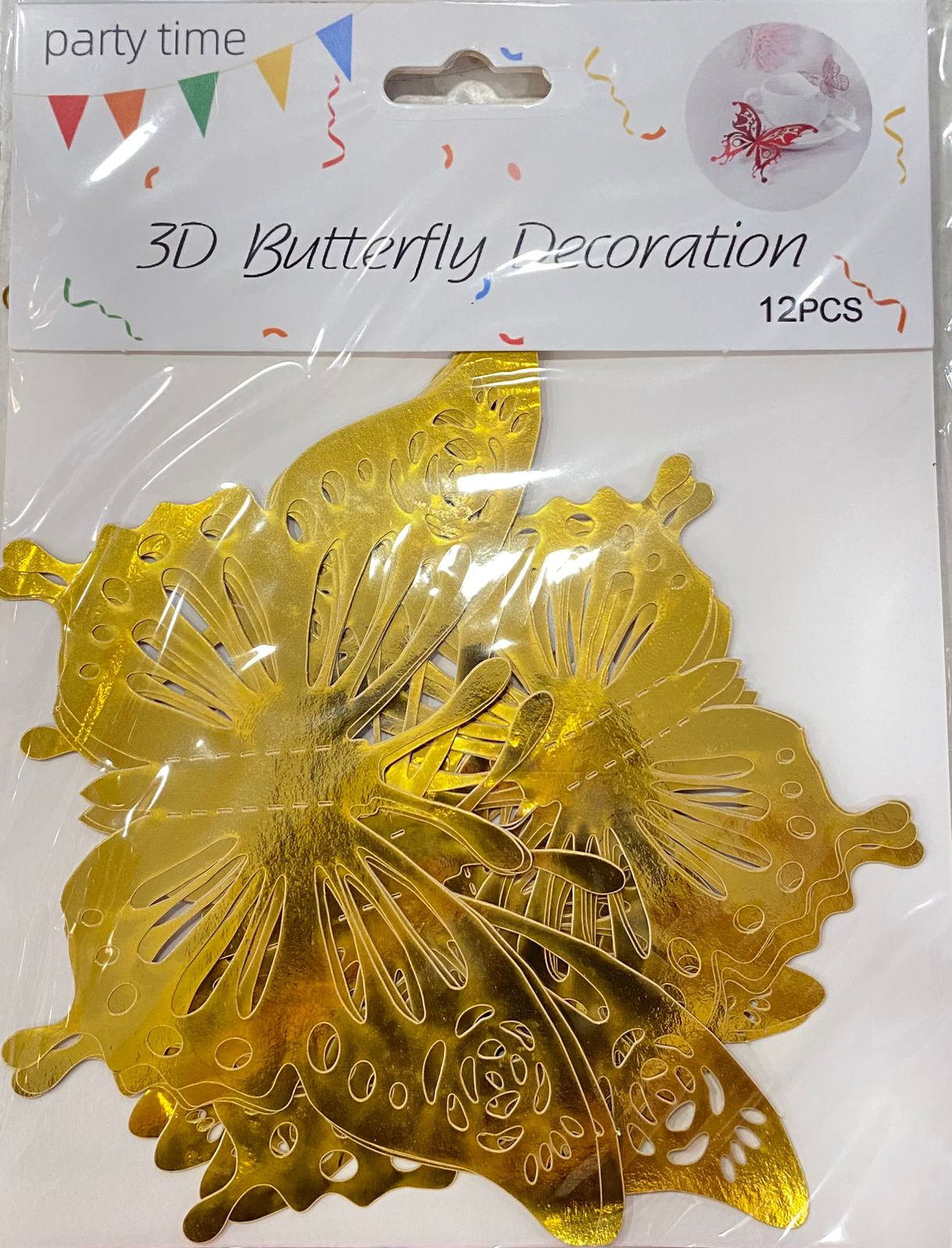Gold 3D Butterfly Decoration (12 Pcs) - Preppy Kids (Grand Bazaar)
