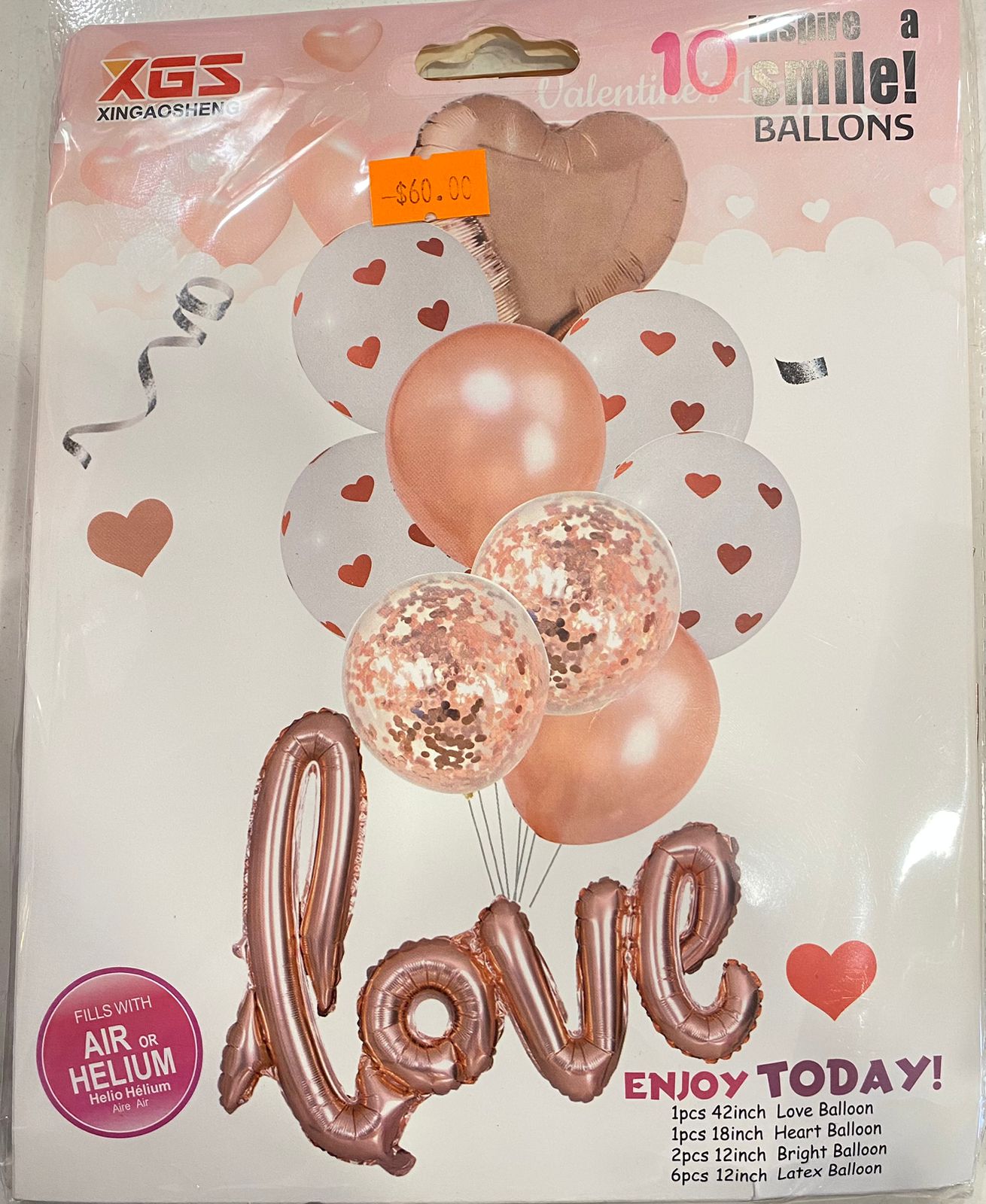 Valentines Day 10pc rose gold heart balloon set - Preppy Kids (Grand Bazaar)