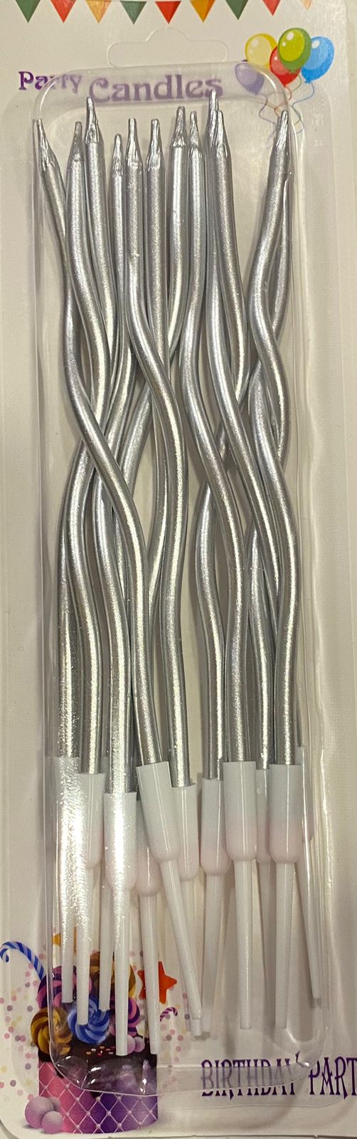 Silver swirl party candles - Preppy Kids (Grand Bazaar)