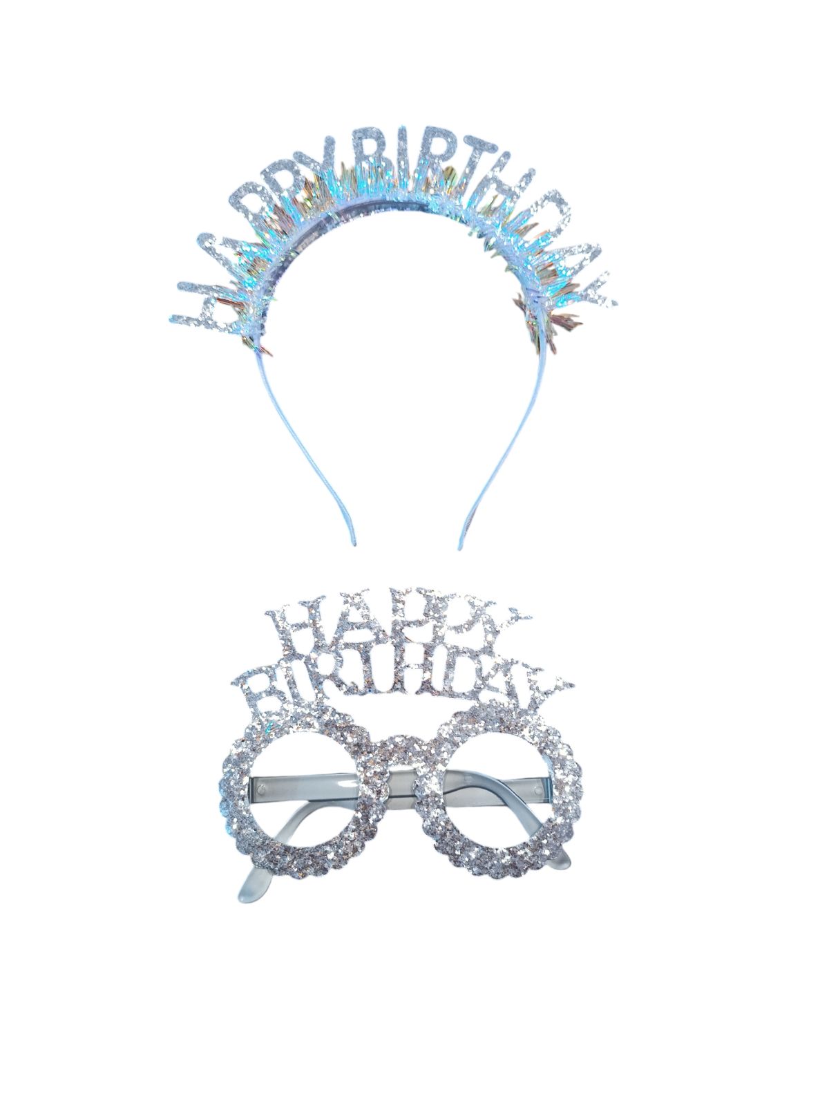 Happy Birthday Headband With Glasses (Silver) - Preppy Kids (Grand Bazaar)