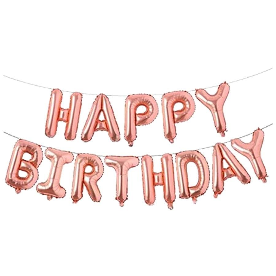 Happy Birthday Balloons Banner Decorations (Rose Gold ) 16 inch HBD - Preppy Kids (Grand Bazaar)