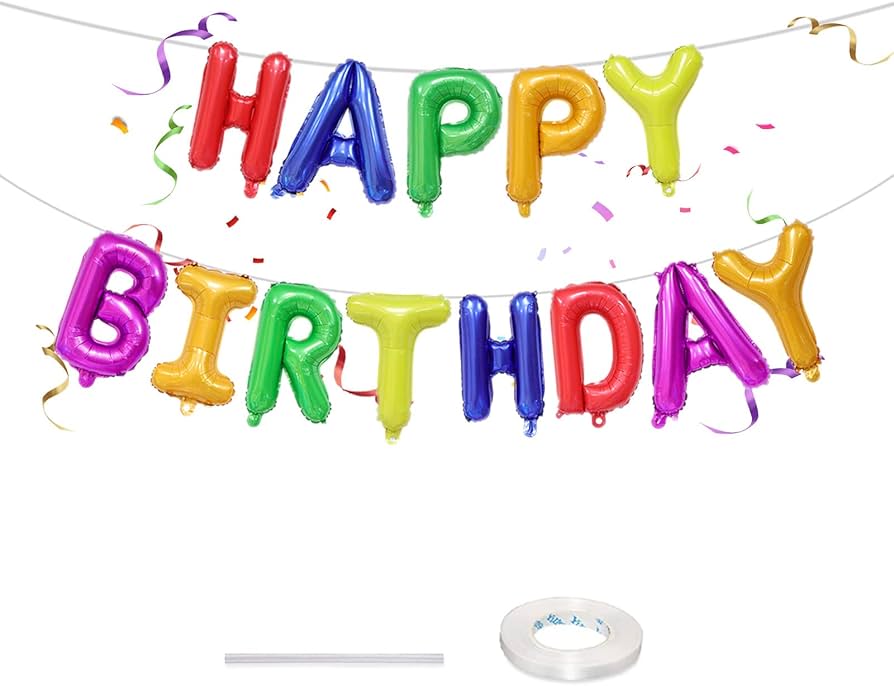 Happy Birthday Balloons Banner Decorations (Multi colour)16 inch HBD - Preppy Kids (Grand Bazaar)