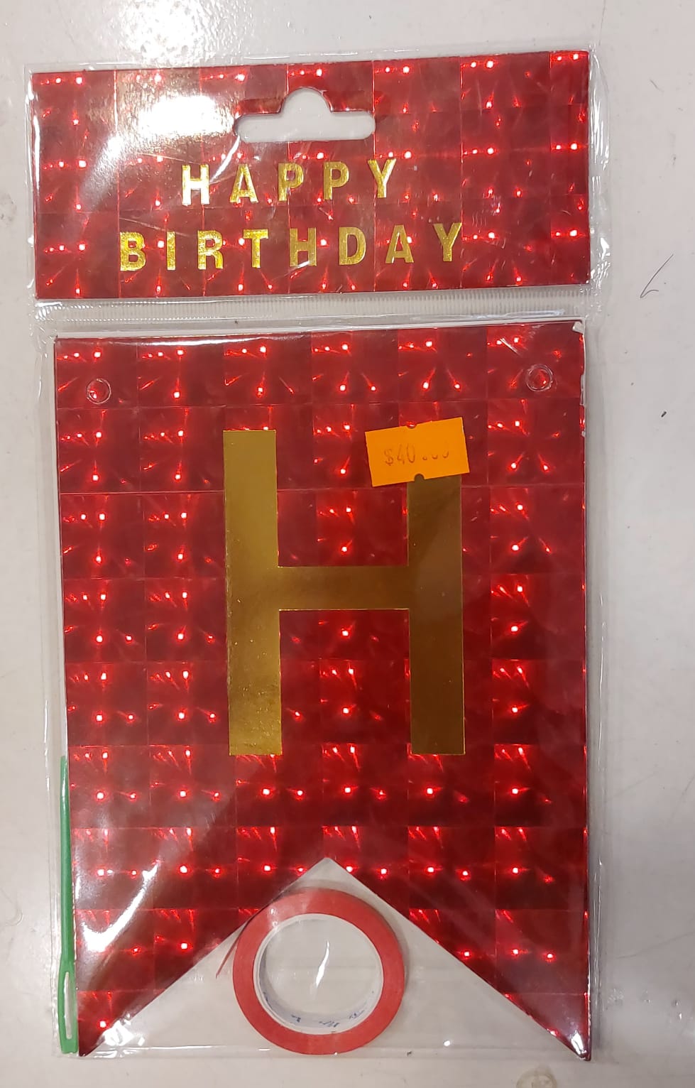 Red Mirror Happy Birthday Banner - Preppy Kids (Grand Bazaar)
