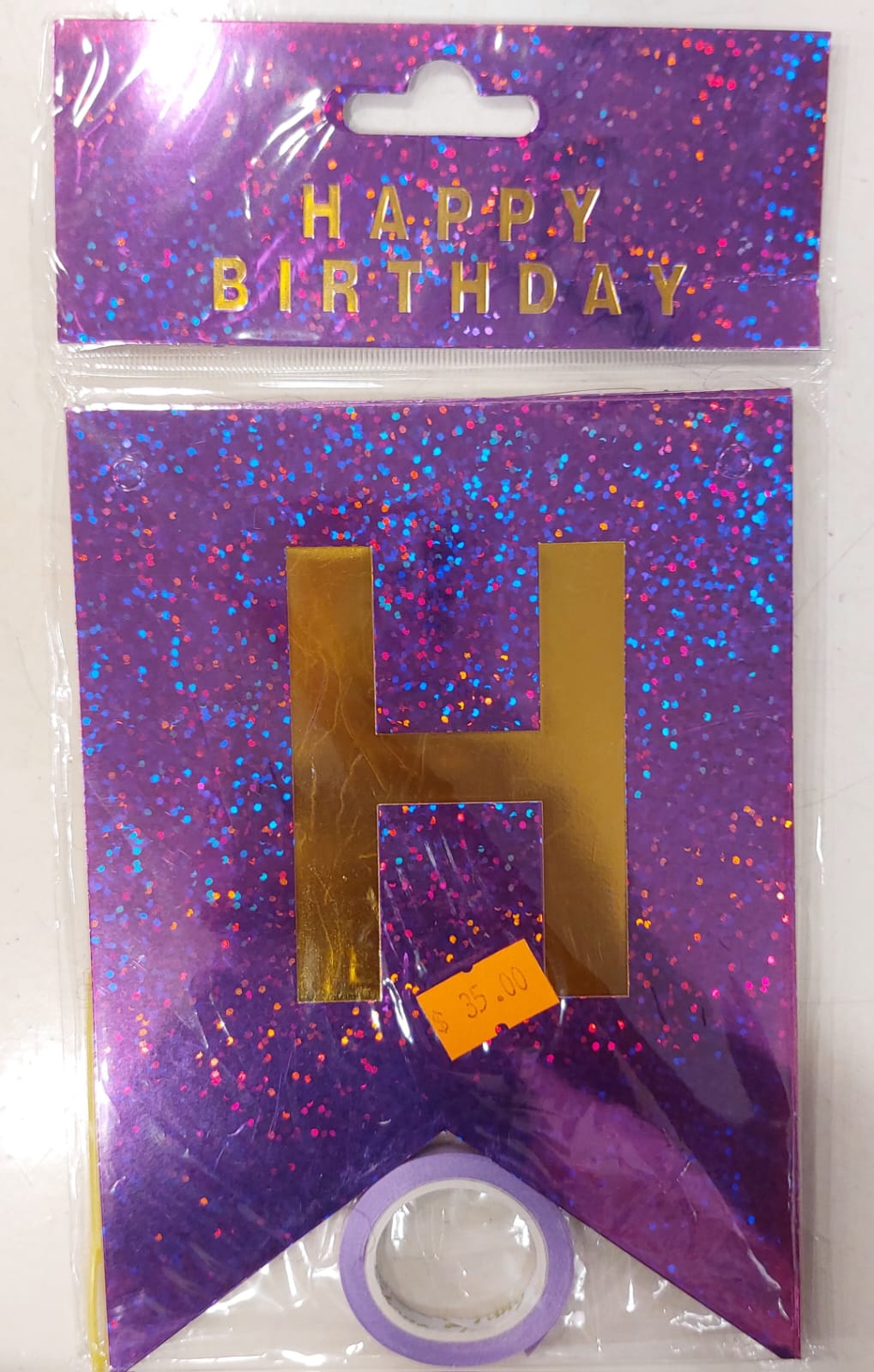Glitter Purple Happy Birthday Banner - Preppy Kids (Grand Bazaar)