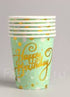 Green Happy Birthday Cups - Preppy Kids (Grand Bazaar)