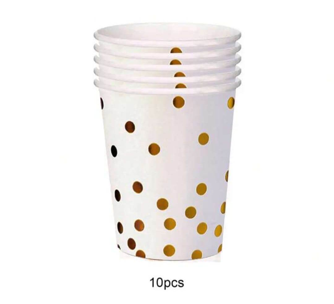 White Cups With Gold Dots - Preppy Kids (Grand Bazaar)