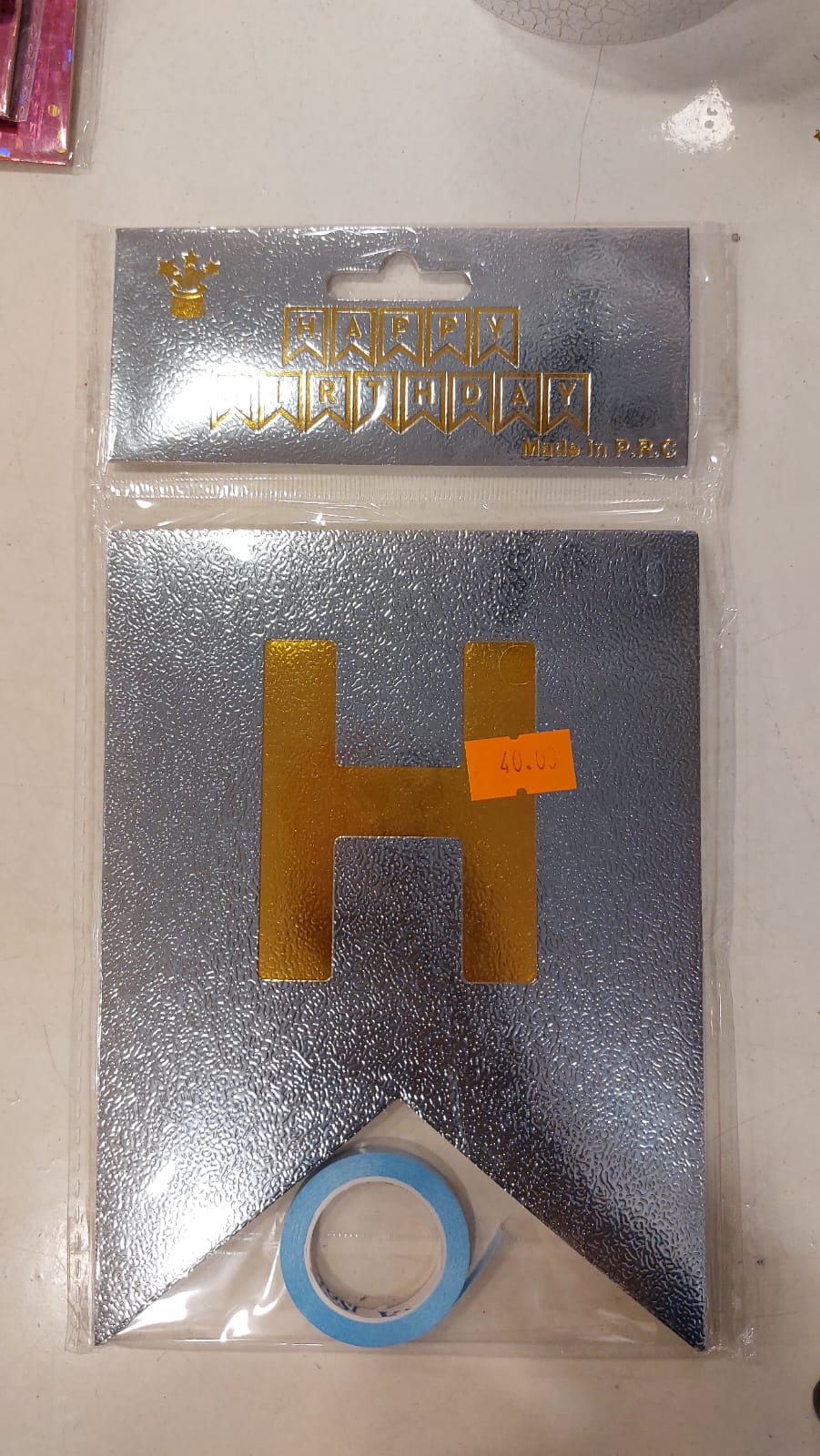 Light Blue Textured Happy Birthday Banner - Preppy Kids (Grand Bazaar)