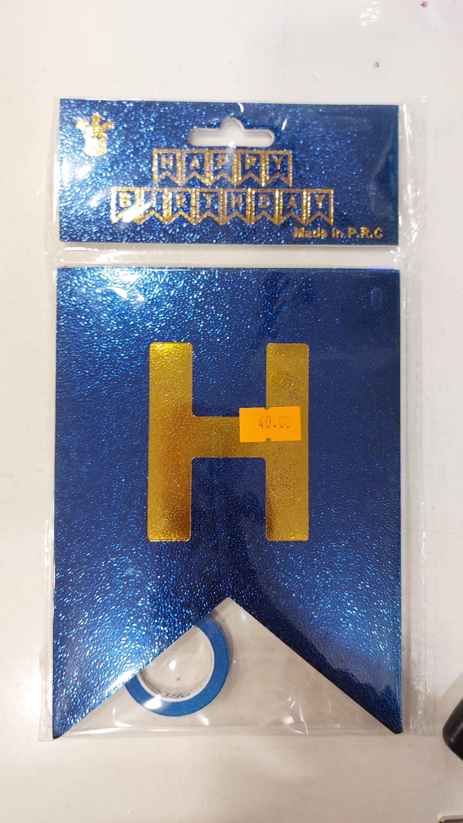 Dark Blue Textured Happy Birthday Banner - Preppy Kids (Grand Bazaar)