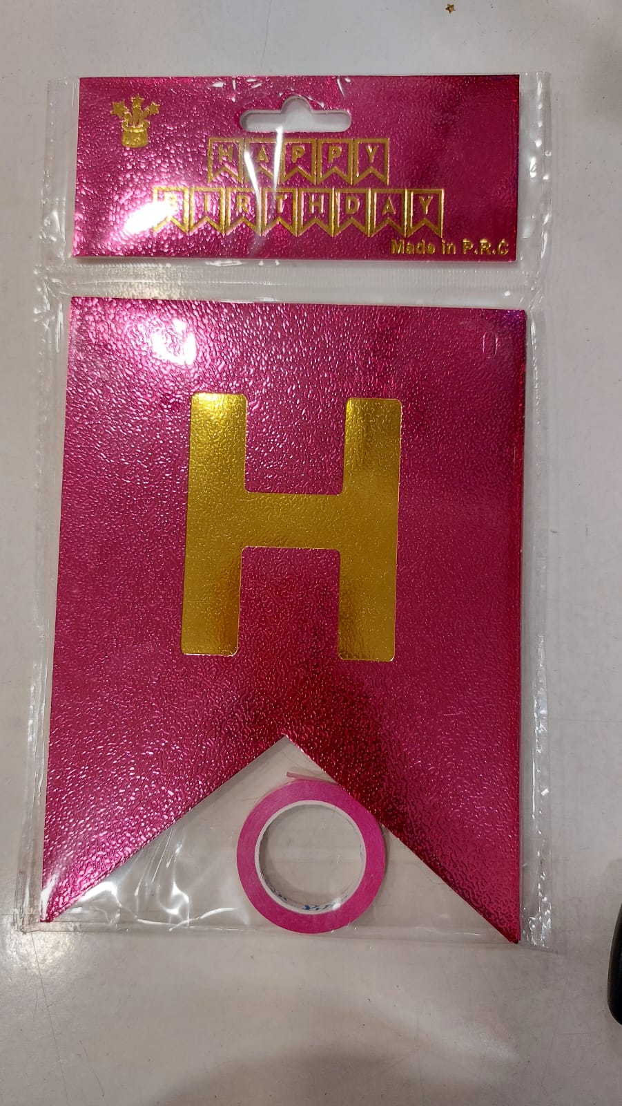 Pink Textured Happy Birthday Banner - Preppy Kids (Grand Bazaar)