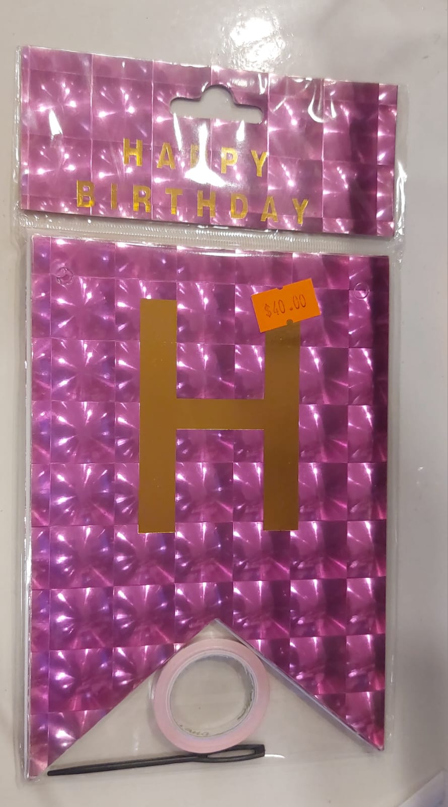 Mirror Pink Banner Happy Birathday - Preppy Kids (Grand Bazaar)