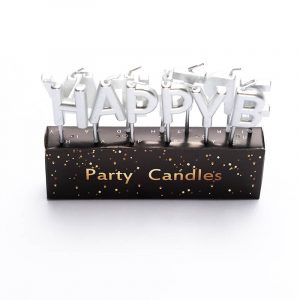 Silver Happy Birthday Letter Candles - Preppy Kids (Grand Bazaar)
