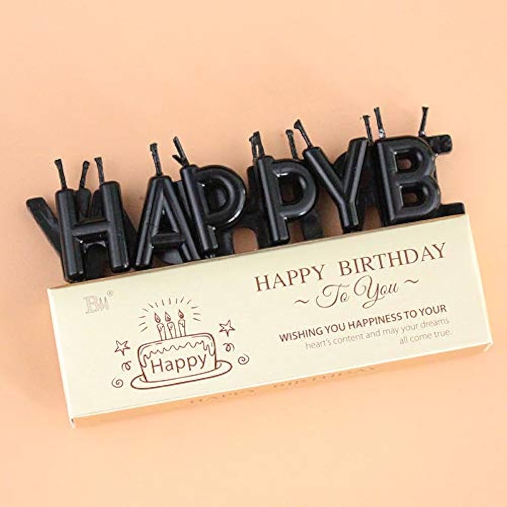 Black Happy Birthday Letter Candles - Preppy Kids (Grand Bazaar)