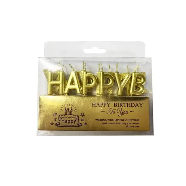 Gold Happy Birthday Letter Candles - Preppy Kids (Grand Bazaar)