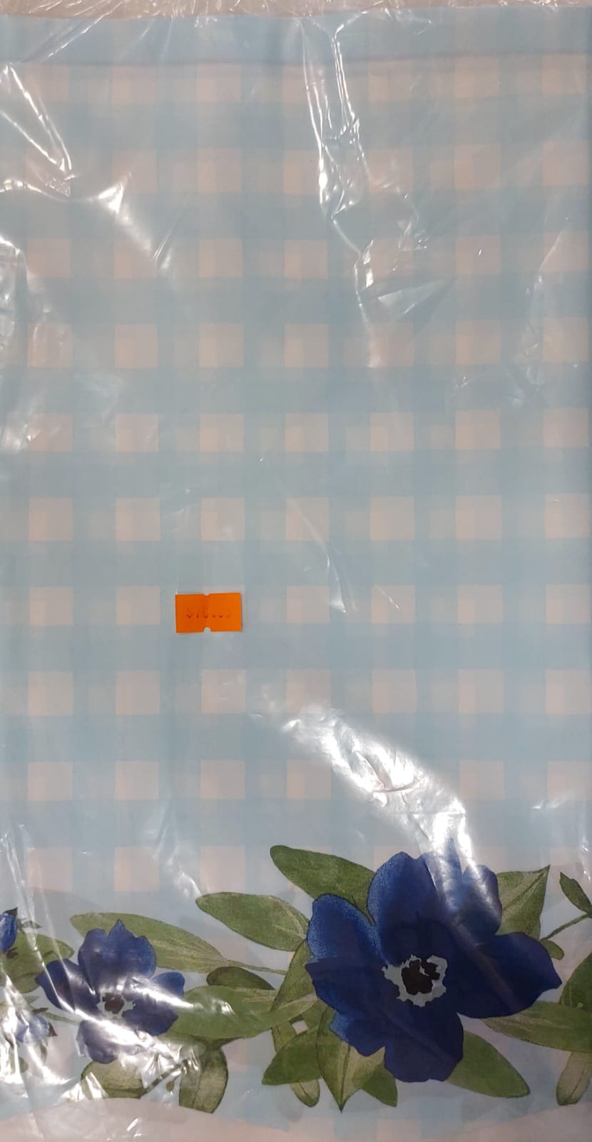 Checkered Blue and White Tablecloth with blue flower boarder - Preppy Kids (Grand Bazaar)