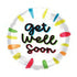 10" Get Well Soon White and colour foil balloon - Preppy Kids (Grand Bazaar)