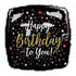 Square Black Happy Birthday To You Foil Balloon 18 inch - Preppy Kids (Grand Bazaar)
