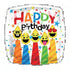Square Happy Birthday Emoji Candle Foil Balloon - Preppy Kids (Grand Bazaar)