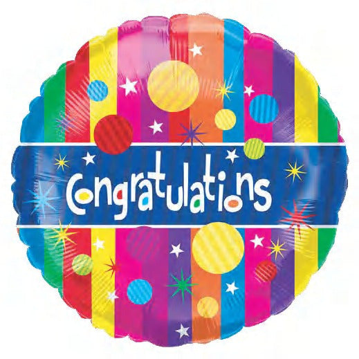 Fun multi Colour Congratulations 18 Inch Foil Balloon