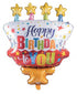 Super Shape Red and White Happy Birthday Balloon with Candles - Preppy Kids (Grand Bazaar)