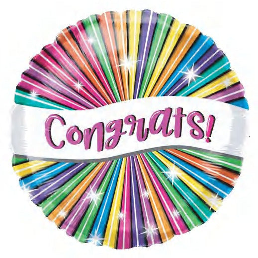 Rainbow colour Congrats 18 Inch Round Foil Balloon - Preppy Kids (Grand Bazaar)