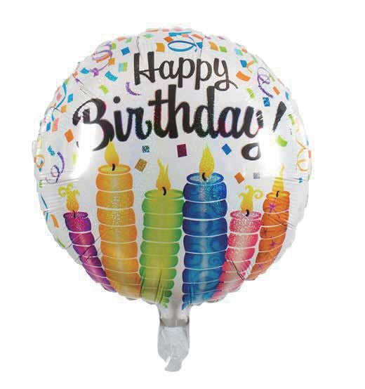 Happy Birthday 18inch Round Candle Balloon - Preppy Kids (Grand Bazaar)