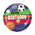 Happy Birthday Ball Games 18inch Round Foil Balloon - Preppy Kids (Grand Bazaar)