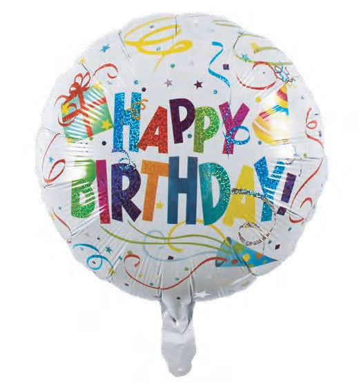 White Happy Birthday 18inch Gift Foil Balloon - Preppy Kids (Grand Bazaar)