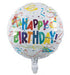 White Happy Birthday 18inch Gift Foil Balloon - Preppy Kids (Grand Bazaar)