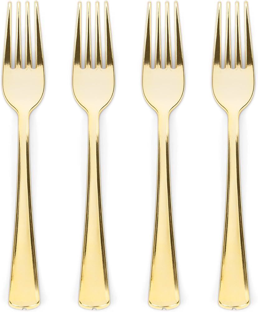 12 pc Gold Plastic Forks - Preppy Kids (Grand Bazaar)