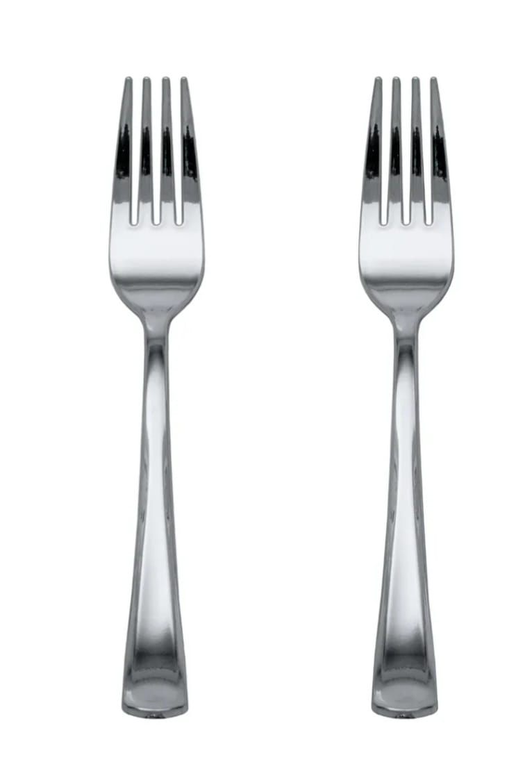 12 pc Silver Plastic Forks - Preppy Kids (Grand Bazaar)