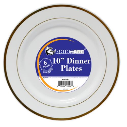10 Inch Round Gold Rim Plates 6pk - Preppy Kids (Grand Bazaar)