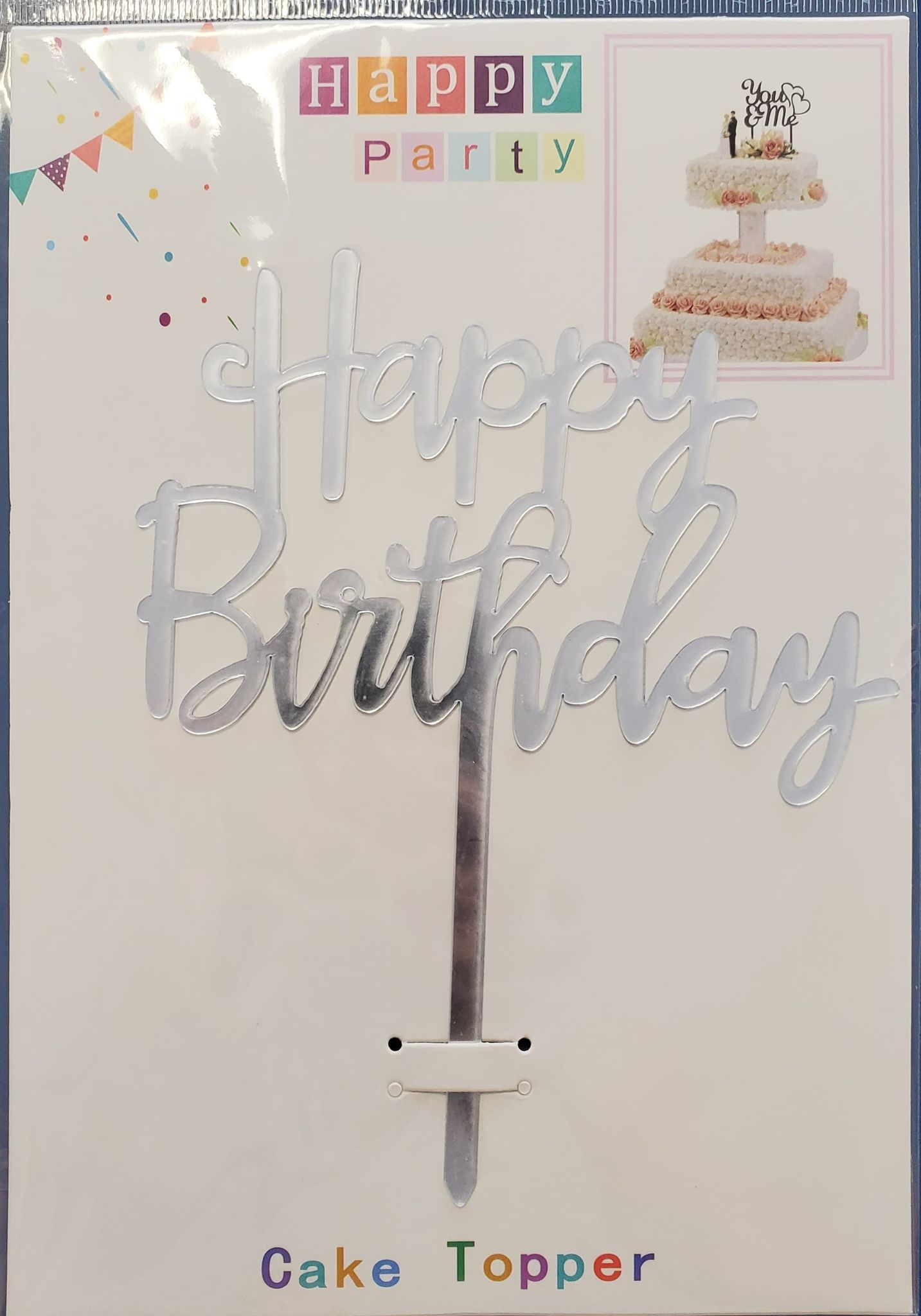 Happy Birthday Mirror Cake Topper