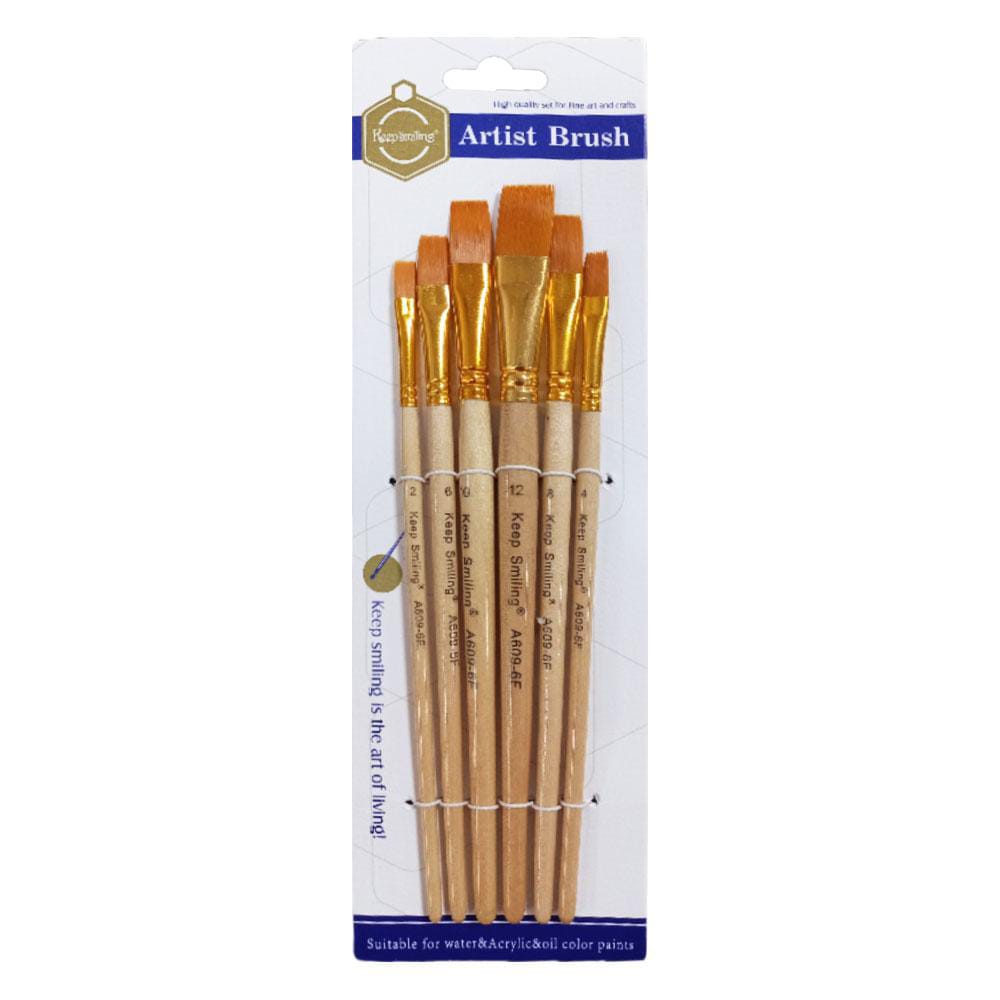 Paint Brush Set (Flat Brushes) 6pcs - Preppy Kids (Grand Bazaar)