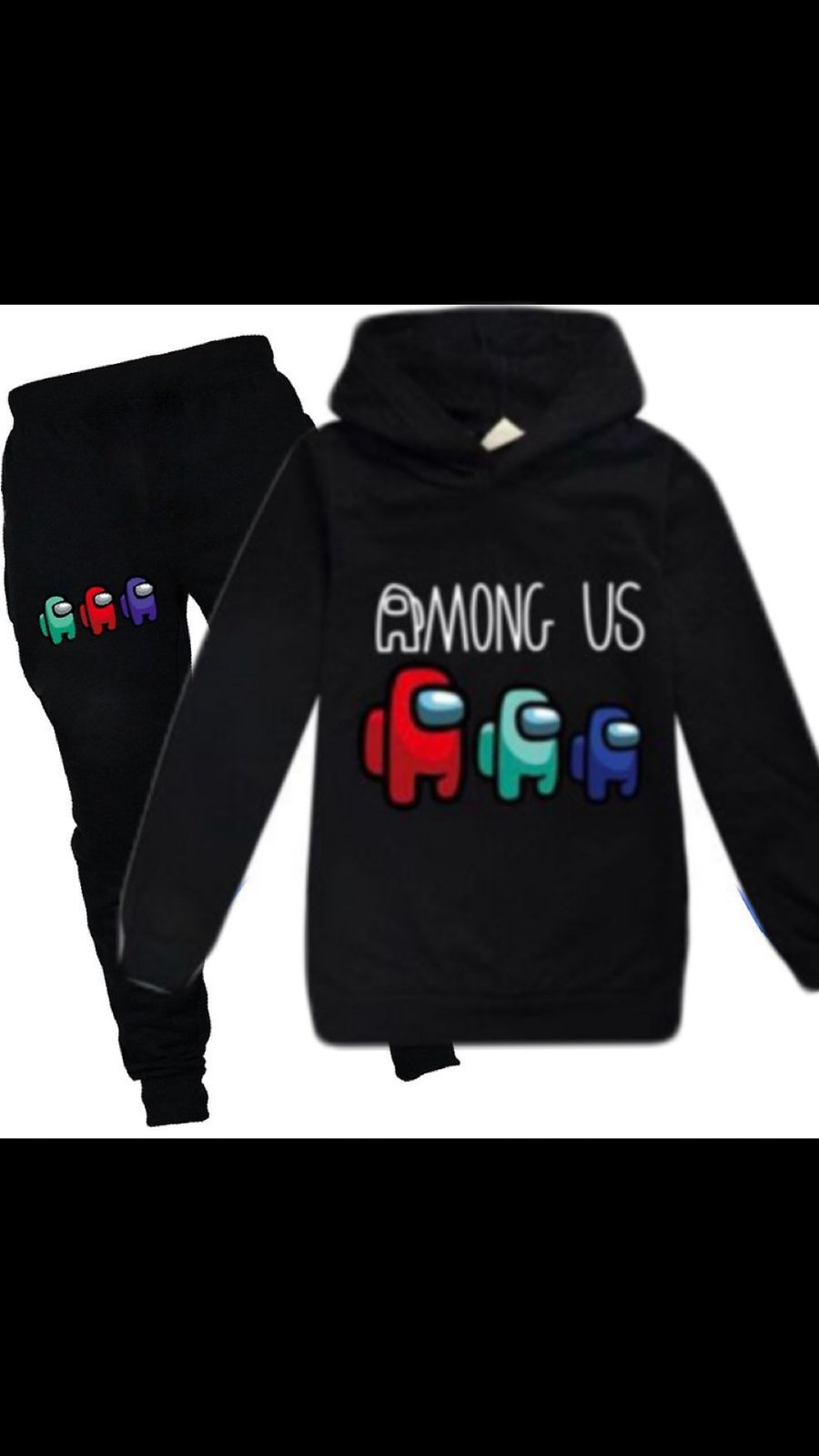 Among Us Black 3 Member crew Track Suit - Preppy Kids (Grand Bazaar)