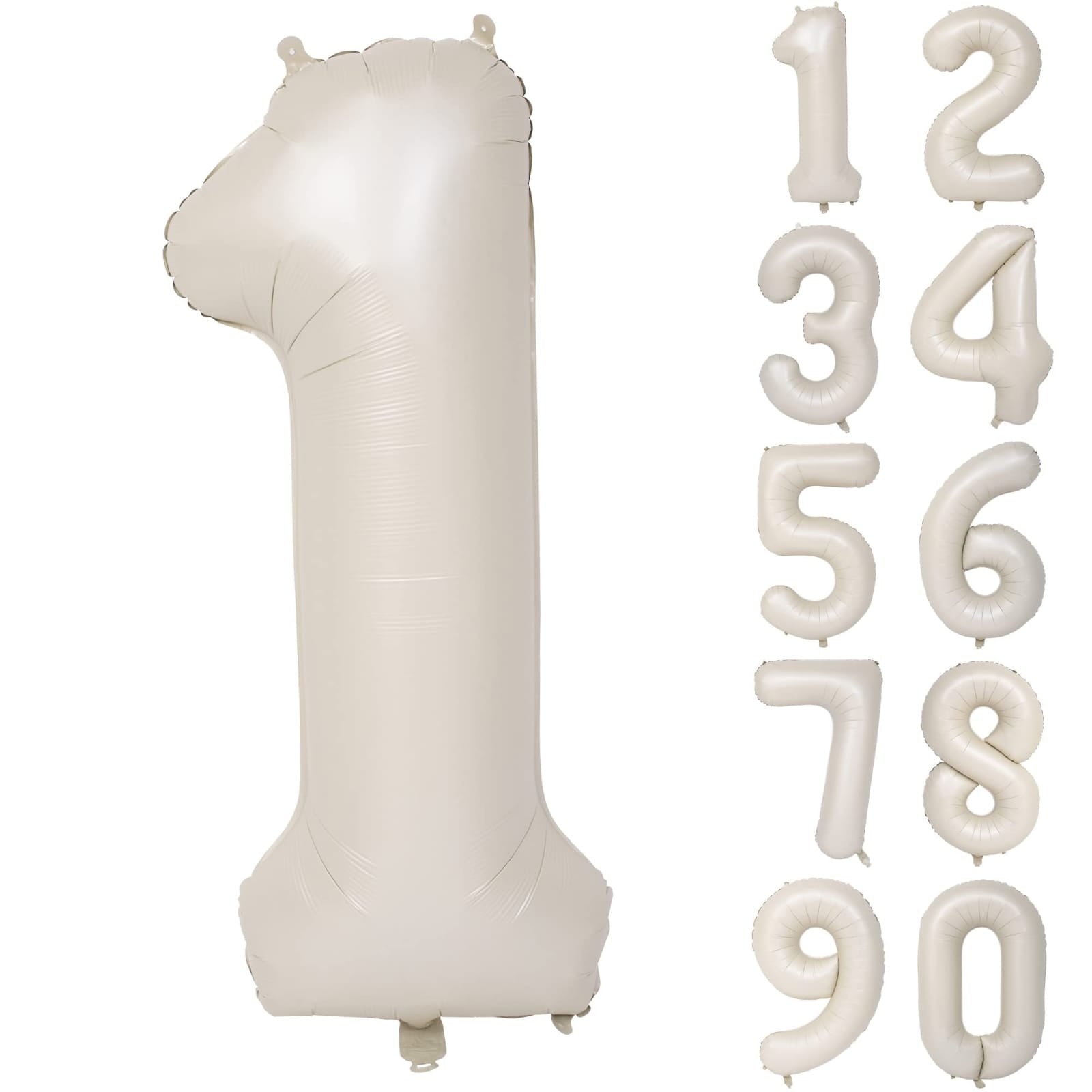 40" Number Cream Foil Helium Balloons (40 inch).  1 to 9 - Preppy Kids (Grand Bazaar)