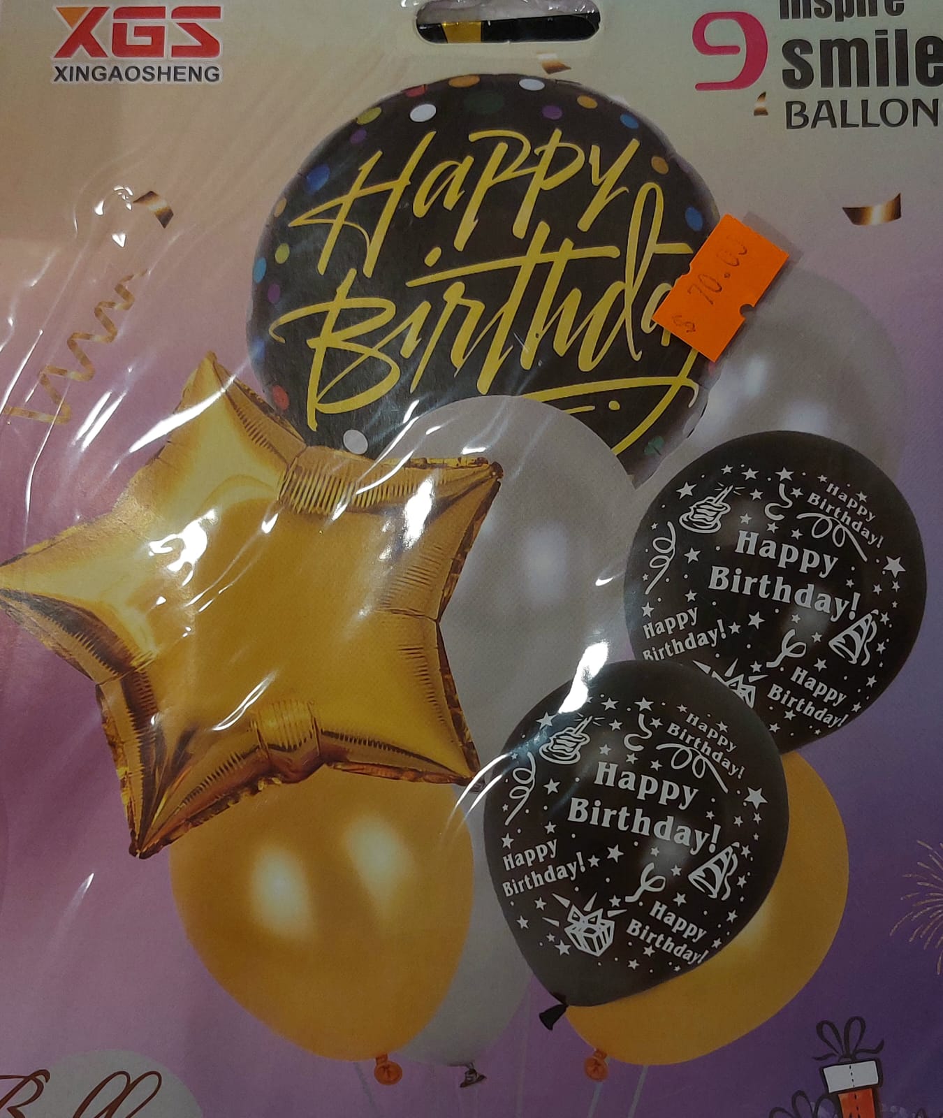 Black and gold Happy Birthday Balloon 9pc - Preppy Kids (Grand Bazaar)