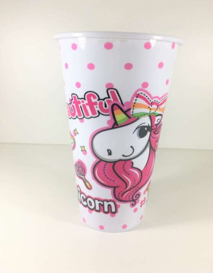 Pink and white Unicorn  Popcorn tub bowl - Preppy Kids (Grand Bazaar)